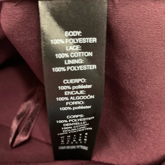 White House Black Market Maroon Lace Collar Crocheted Long Flutter Cuff Blouse - Picture 8 of 9